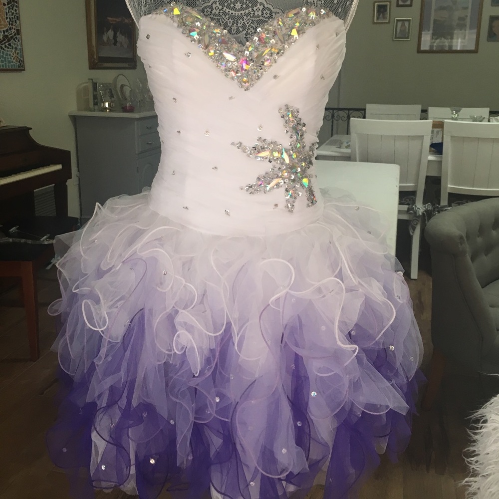 Purple and white rhinestone dress worn once