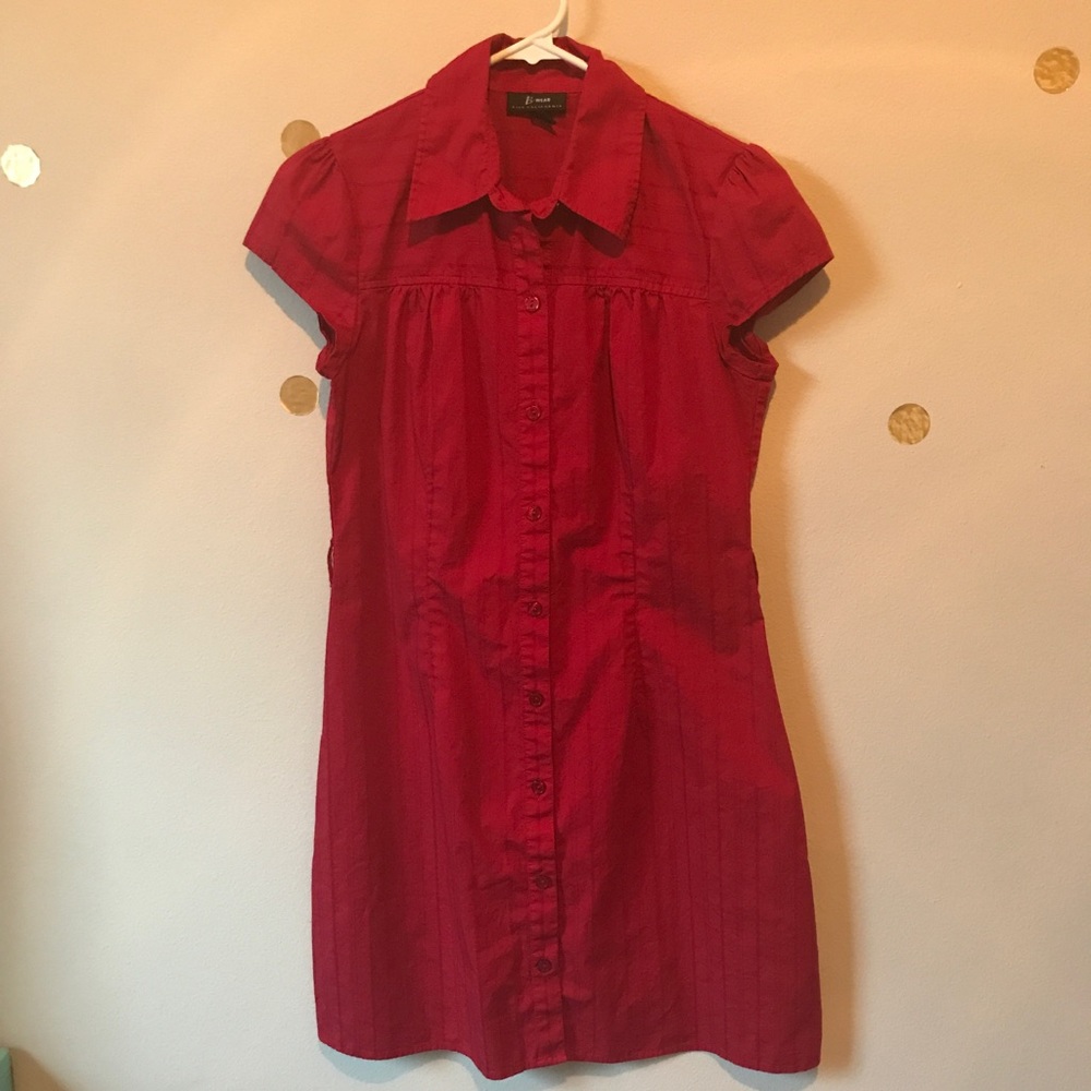 B Wear Button Collared Shirt Dress