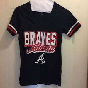 Women's Atlanta Braves V-neck Short Sleeve Shirt