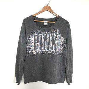 VS Pink Bling Gray Sweatshirt SZ Small like new