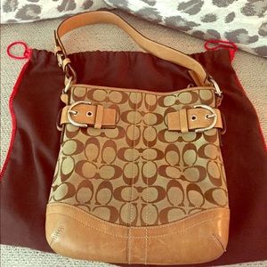 Coach Signature C Shoulder Bag w/ Tan Leather