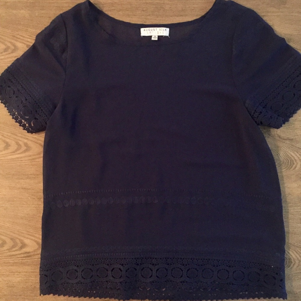 Moving Sale!! August Silk Blouse W Lace Details