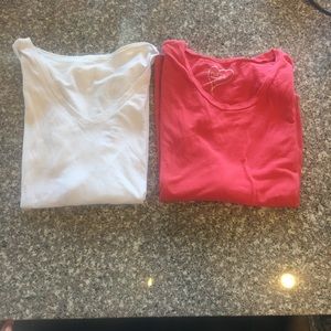 2 Rue 21 shirts white vneck pink scoop