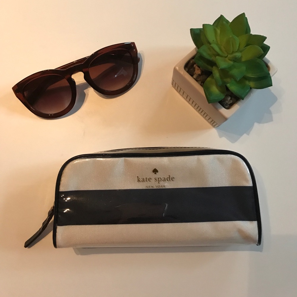 Kate Space navy & white striped make up bag