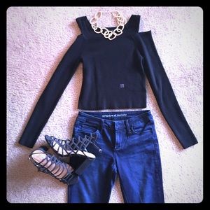 Express Black Sweater- cutout shoulders