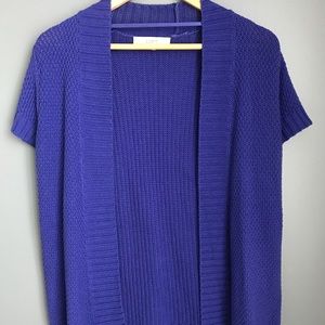 ANN Taylor Loft Open Short-Sleeve Cardigan in Blue
