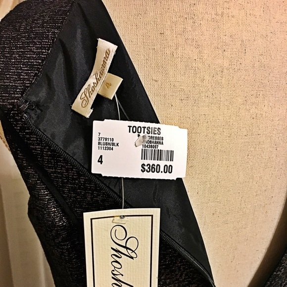 SOLD Shoshanna Black Rose Gold Metallic Evening Dress - Picture 4 of 4