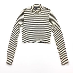 {Forever 21} NWOT Striped Turtleneck Cropped Tee