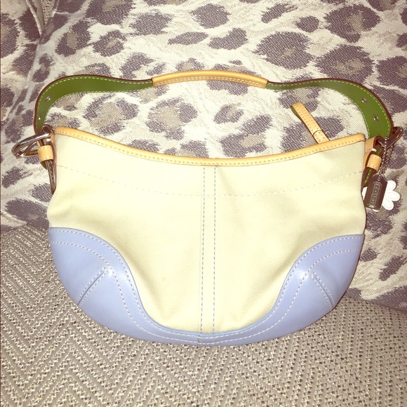 Coach Small Canvas and Blue Leather Daisy Handbag - Picture 1 of 8