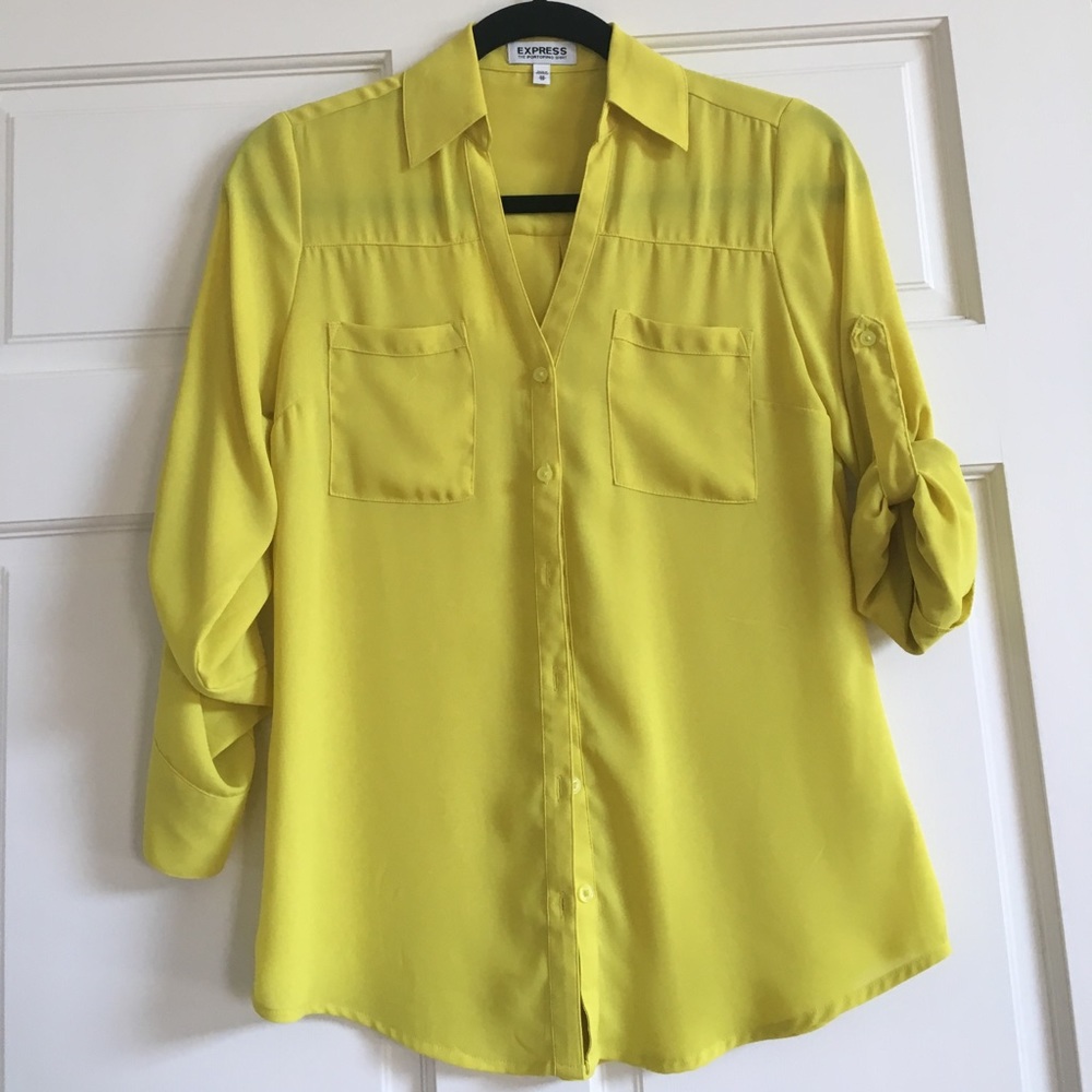 Express sheer button down shirt
