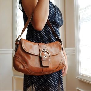 Cognac Retro Coach Shoulder Bag