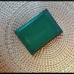 Vianel Green Lizard Skin Card Case