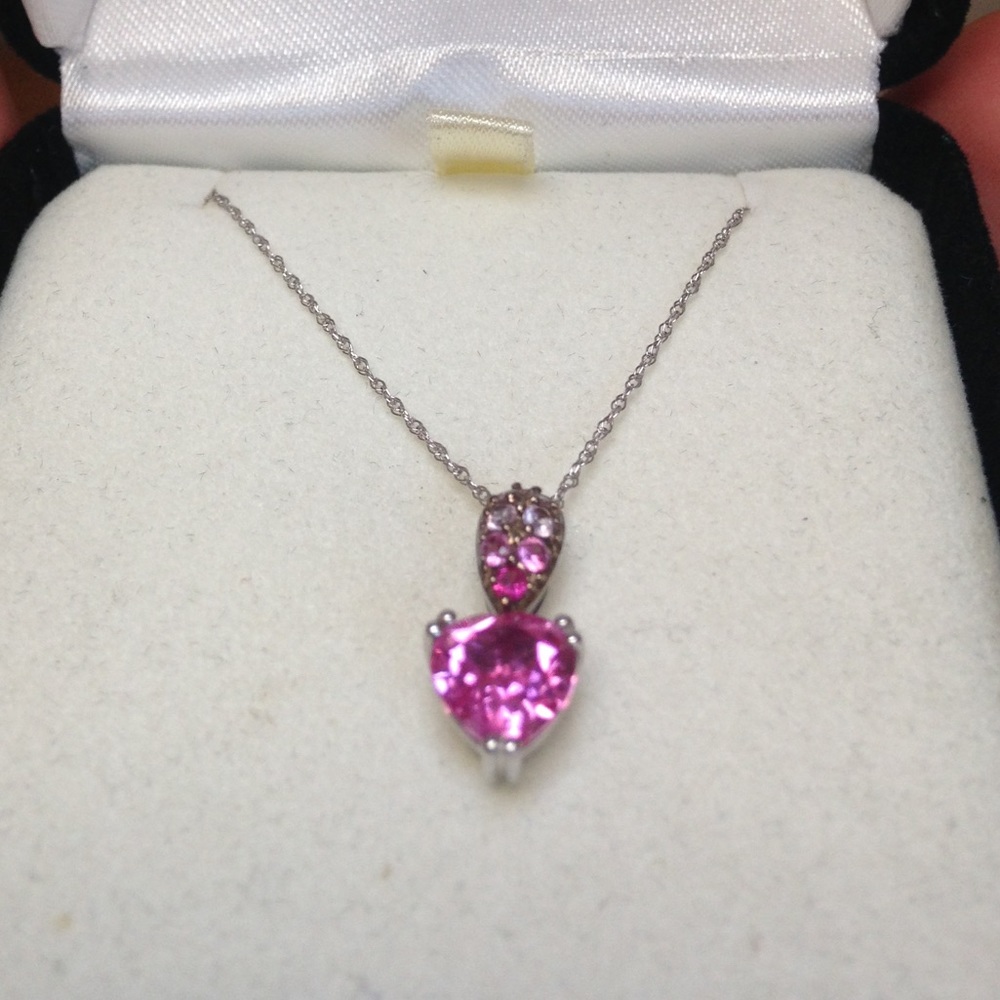 10k white gold necklace with colored stones