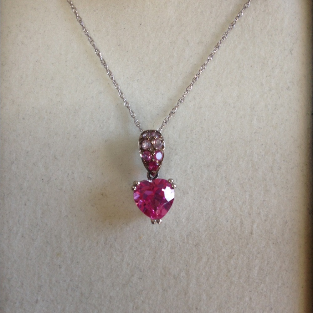 10k white gold necklace with colored stones - Picture 2 of 4