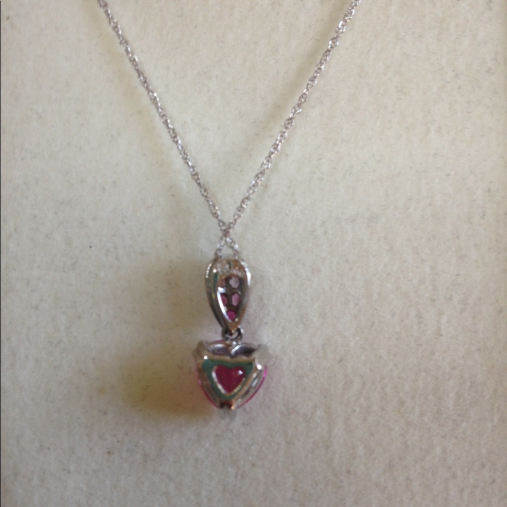 10k white gold necklace with colored stones - Picture 3 of 4