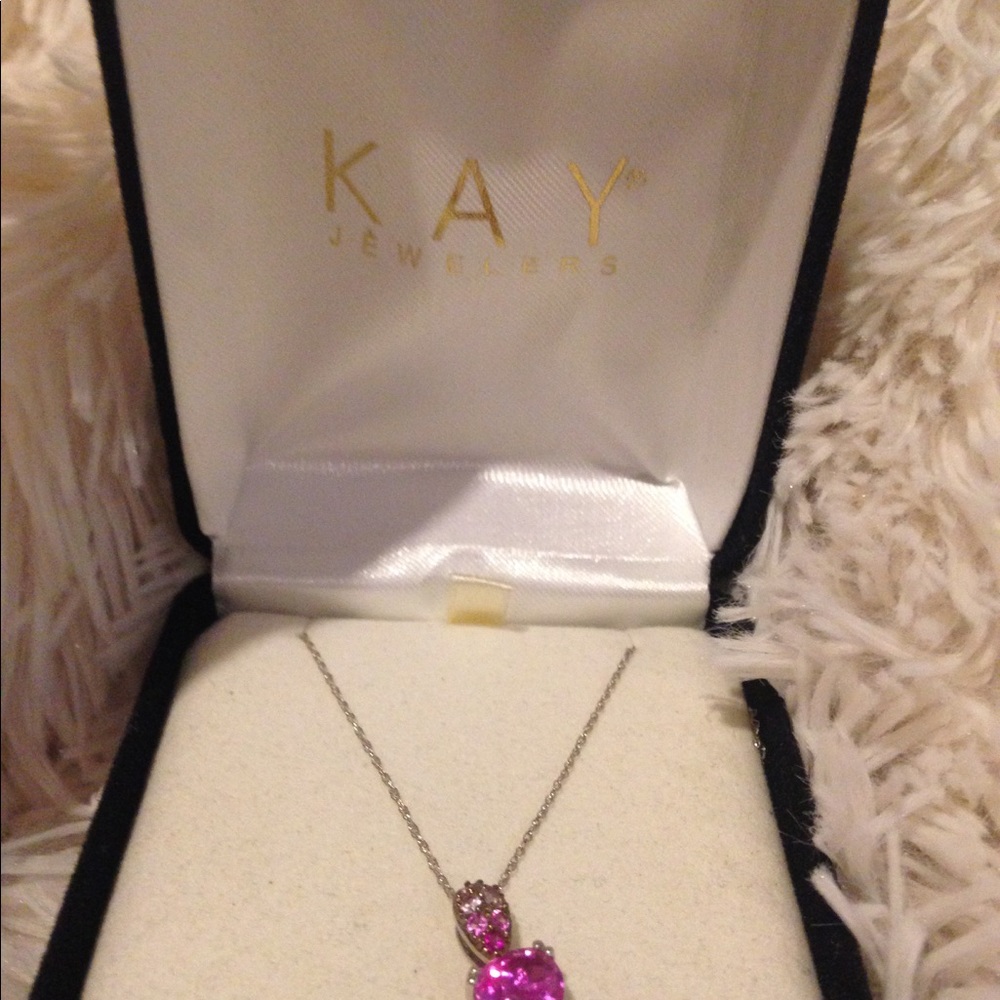 10k white gold necklace with colored stones - Picture 4 of 4