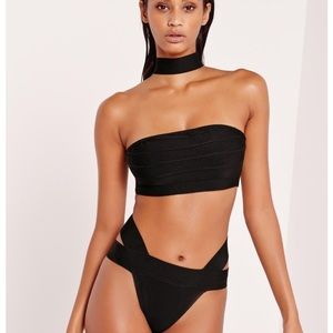 Missguided black bikini with attached choker