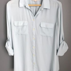 ANN Taylor Loft Utility Blouse in Icy Blue