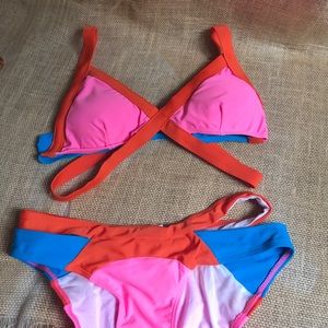 Ladies color block bathing suit