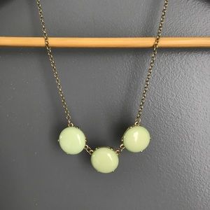 Three Stone Light Green Necklace on Gold Chain