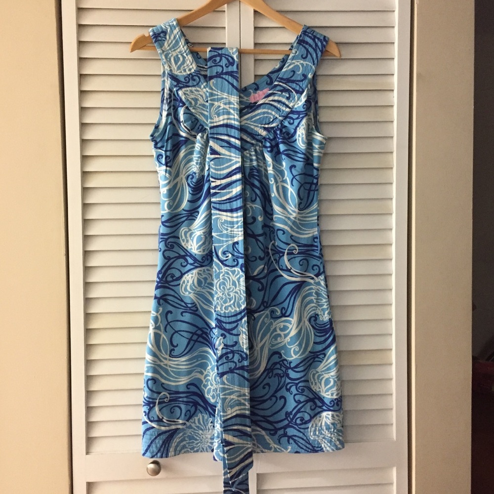 Lilly Pulitzer Sz S Blue Dress w waist tie