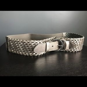 Silver Leather Elastic Adjustable Belt