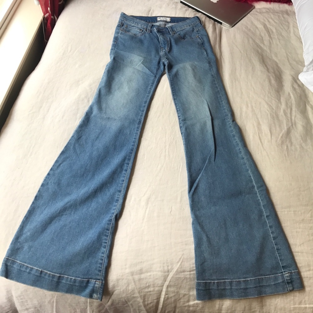 Free people high rise medium wash flare jeans