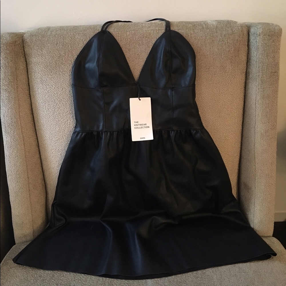 Zara black leather dress