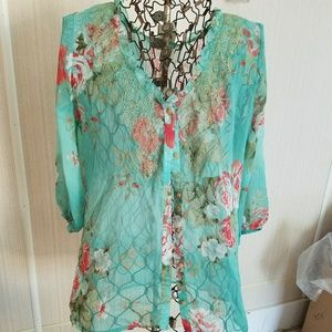 Light blue floral blouse