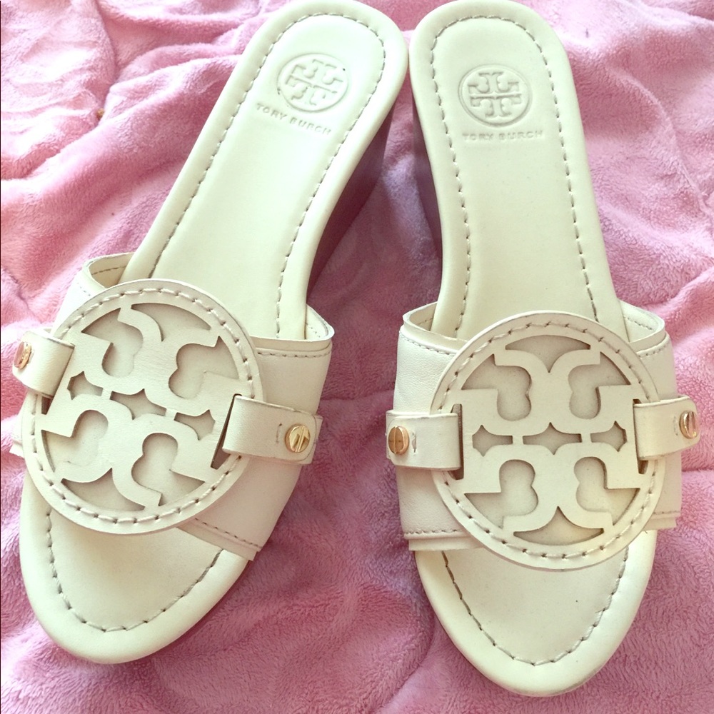 TORY BURCH patti leather wedge slide sandal