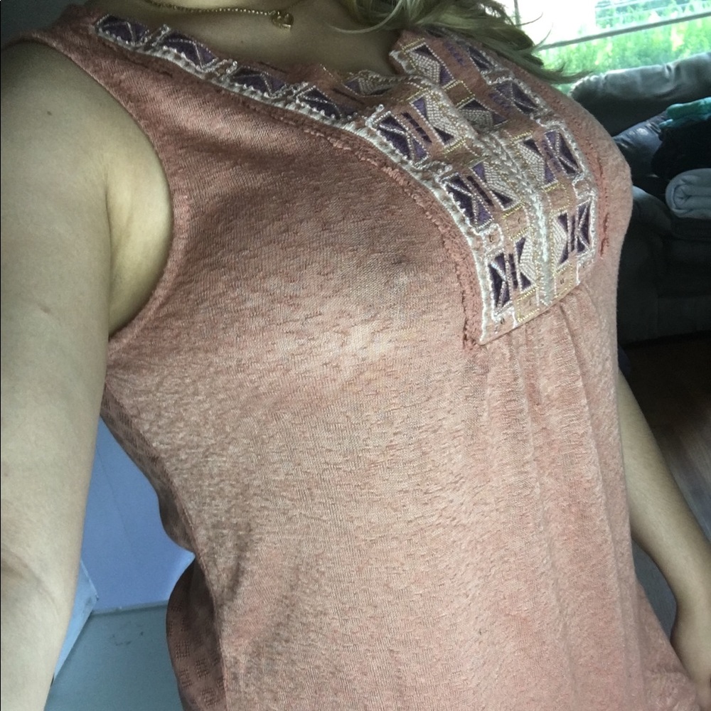 Muted Peach Hipster Chic Sleeveless Blouse