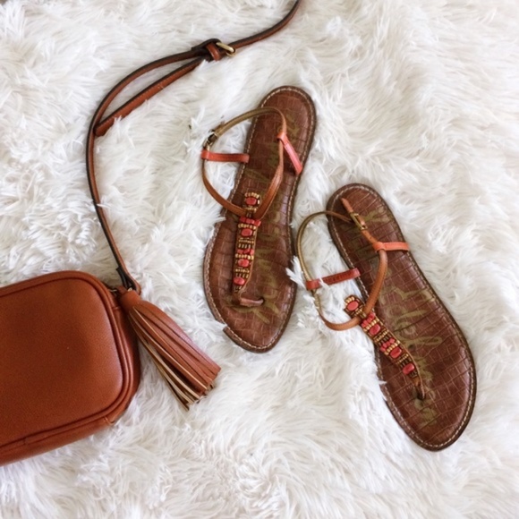 Sam Edelman Shoes - SAM EDELMAN brown+red beaded Gale sandal