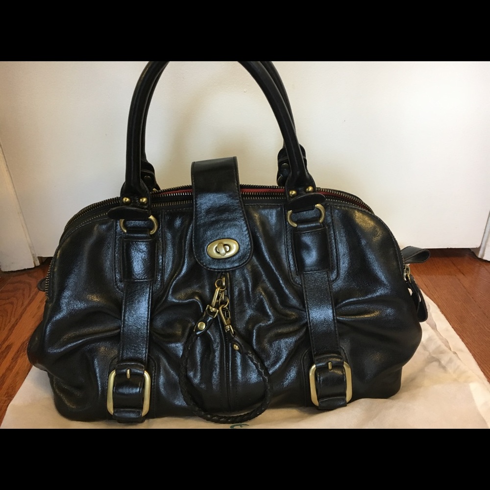 Hype Black Genuine Leather Satchel Carryall Bag