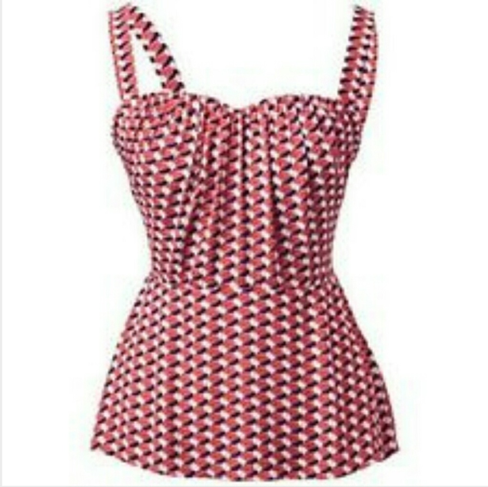 CAbi 778 Dream Day Geometric Print Peplum Top SZ 8