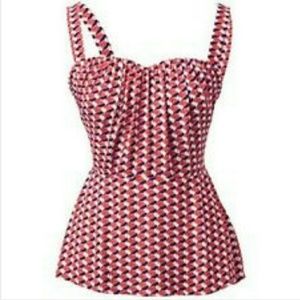 CAbi 778 Dream Day Geometric Print Peplum Top SZ 8