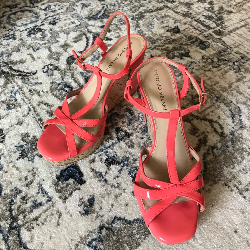 Antonio Melani Strappy Coral Wedge Sandals