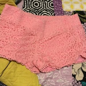 Pink lace shorts