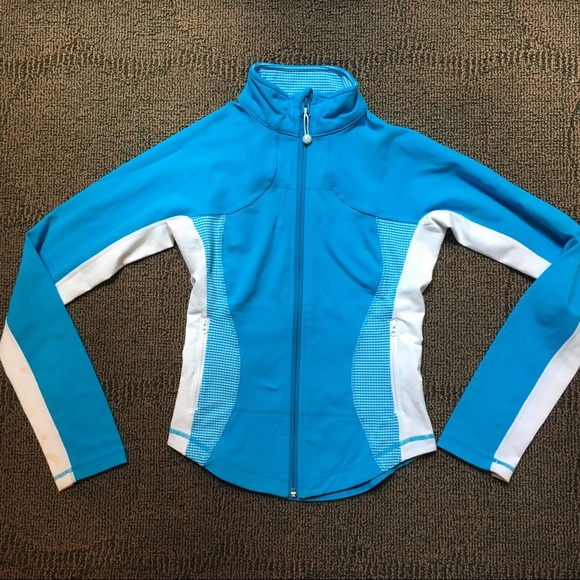 lululemon athletica Jackets & Blazers - LULULEMON - turquoise and white gingham track zip