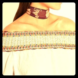 CHAN LUU Embellished floral-print georgette scarf