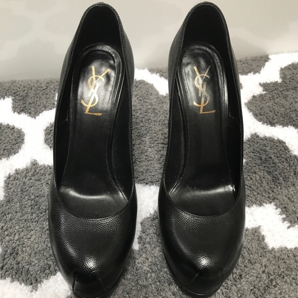YSL Black Textured Pumps Excellent Condition - Picture 1 of 4
