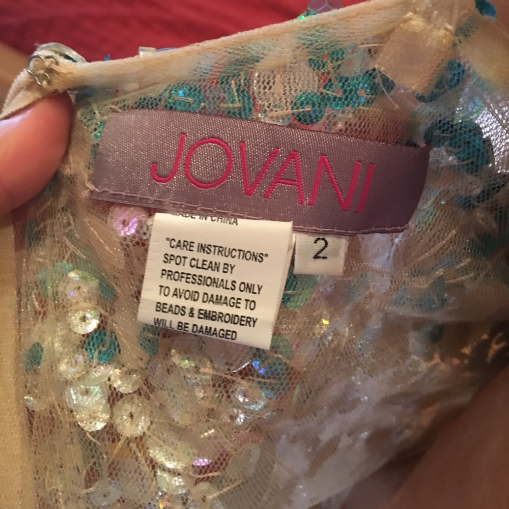 Jovani mermaid gown blue and nude - Picture 8 of 8