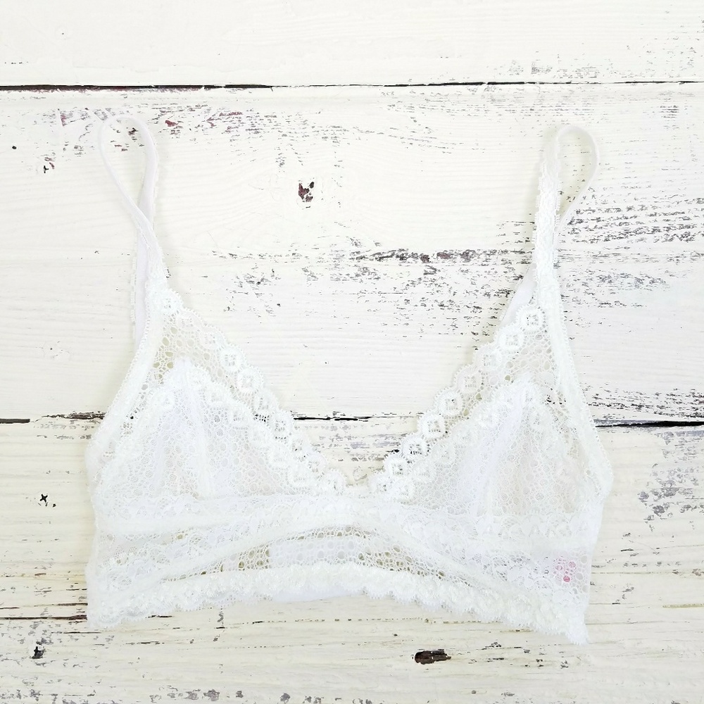 Anemone White Lace Sheer Sexy Bralette Size Small