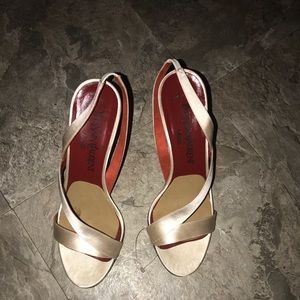 YVes Saint Laurent champagne colored slingbacks!