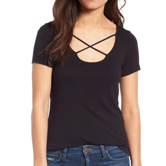 Splendid Tops - Splendid Cross Front Tee Black Shirt Size Small