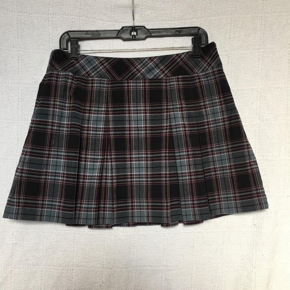 Pleated Plaid Skirt