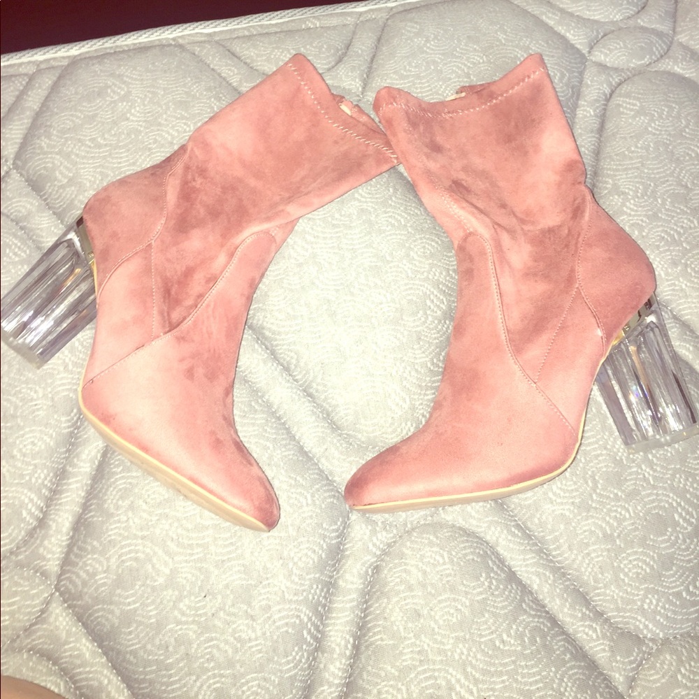 Pink Clear heel Booties