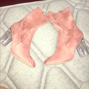 Pink Clear heel Booties