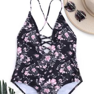 Floral one piece swimsuit