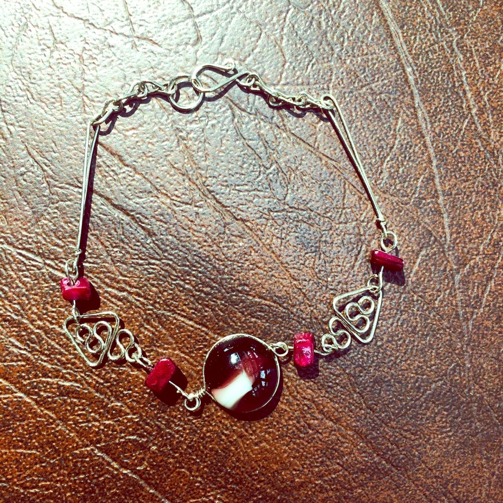 Handmade Bracelet with deep purple beads