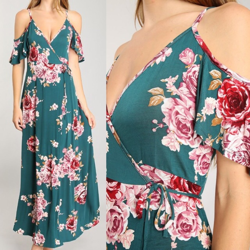 Just in❣ "Ashlyn" ll Cold Shoulder Wrap Maxi Dress